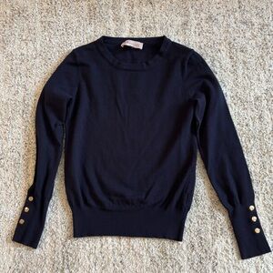 Philosophy Navy Sweater with Gold Button Accents